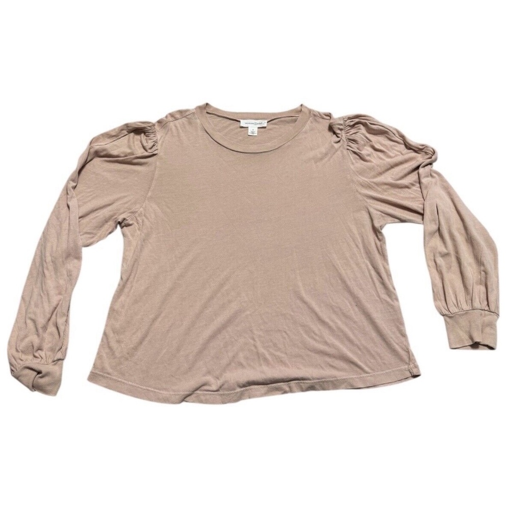 Treasure & Bond Women's Casual Long Sleeve Crewneck Shirt Peach Pink Small